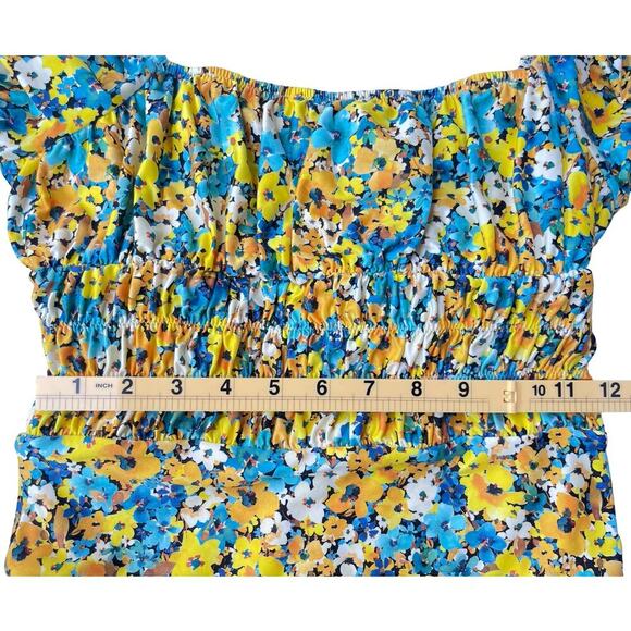 L*Space Marilyn One-Piece Swimsuit Daisy Diamond Puff Sleeves Smocked - Size 8 - Picture 12 of 16